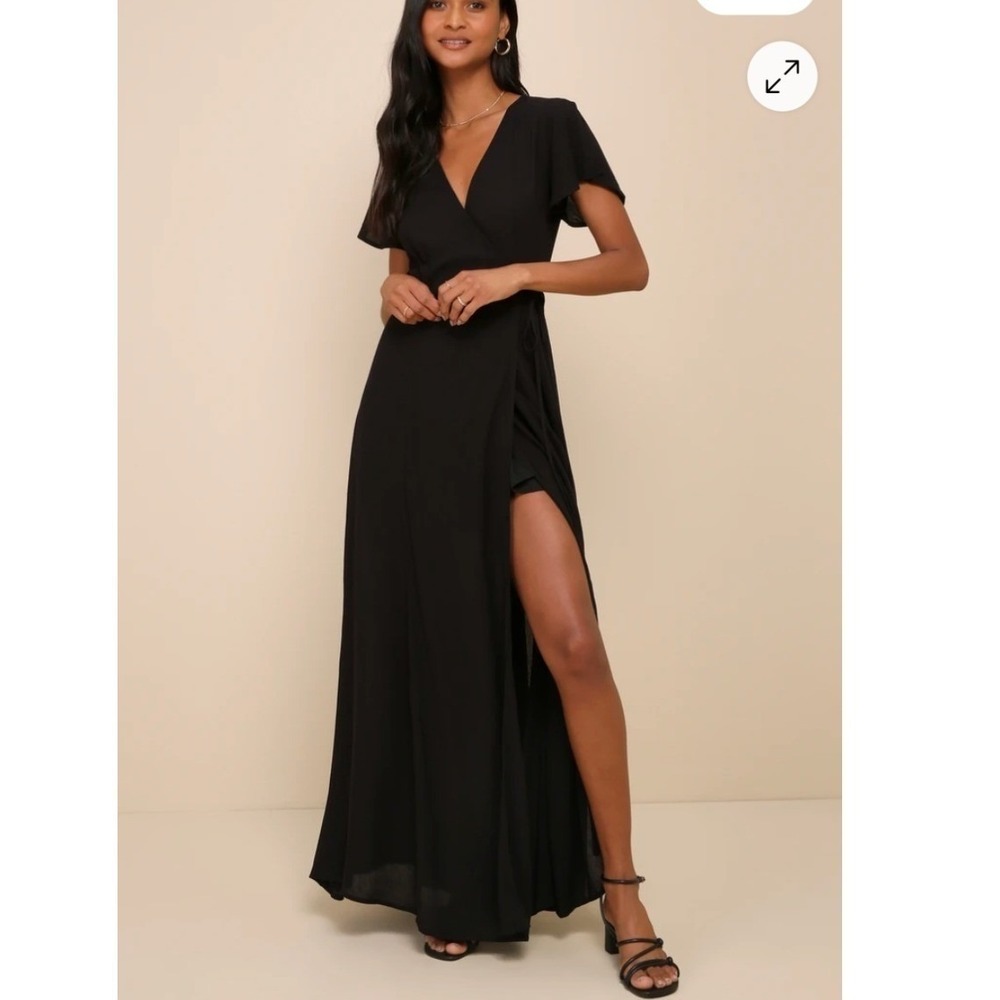 Lulus Heart of Marigold Black Wrap Maxi Dress Womens XS NWT